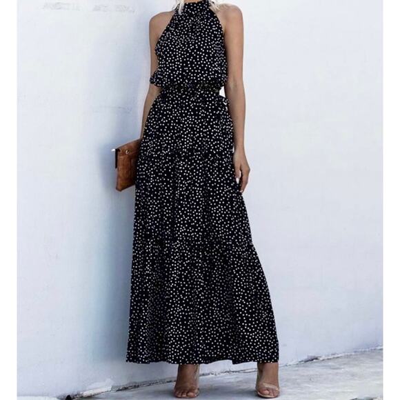 Ava Rose Black & White Polka Dot Jumpsuit, Large/XL - Picture 1 of 4